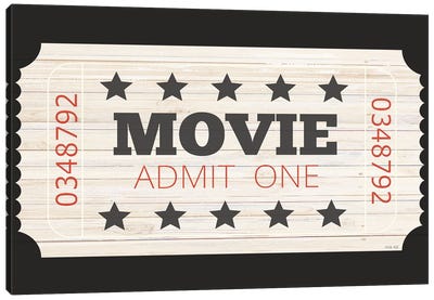 Admit One Movie Ticket Canvas Art Print - Cindy Jacobs