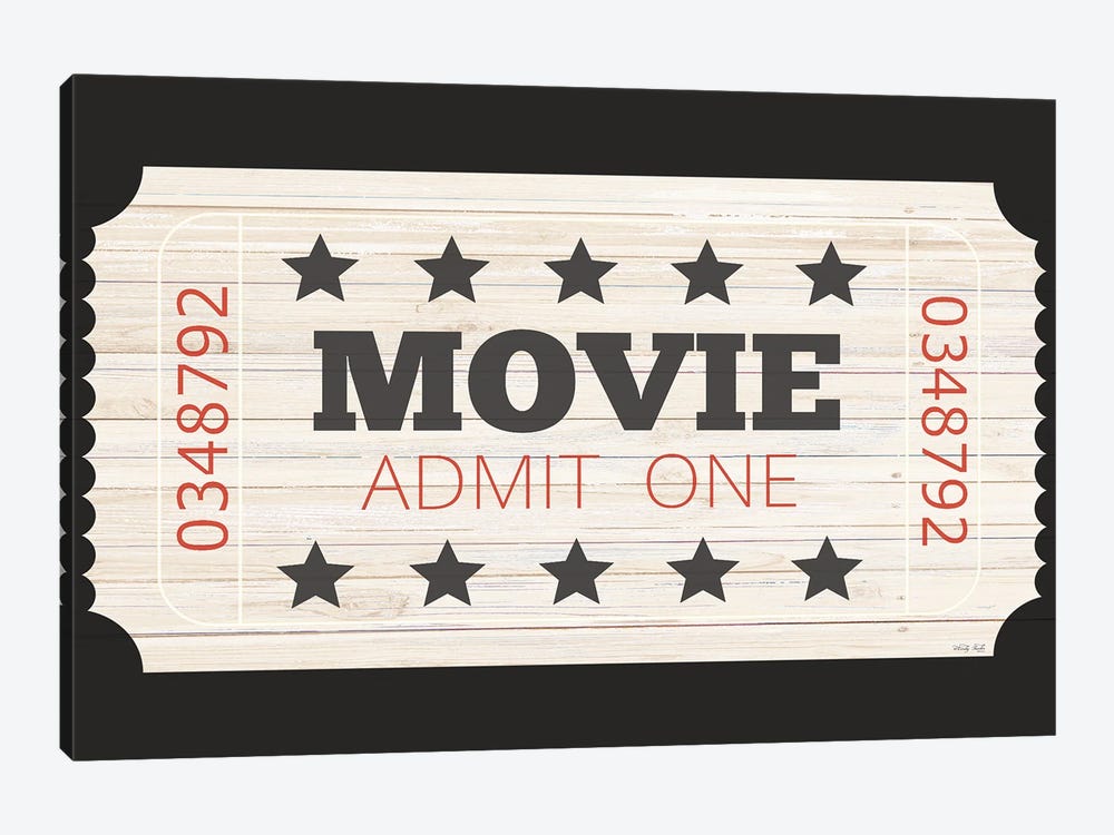 Admit One Movie Ticket by Cindy Jacobs 1-piece Canvas Artwork