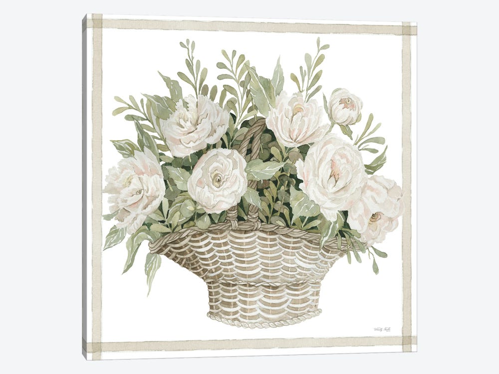 Basket Of Peonies by Cindy Jacobs 1-piece Canvas Artwork