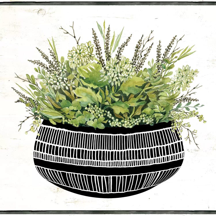 Mud Cloth Black and White Succulent III