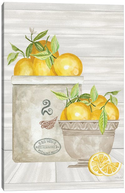 Lemon Crock And Bowl Canvas Art Print - Lemon & Lime Art