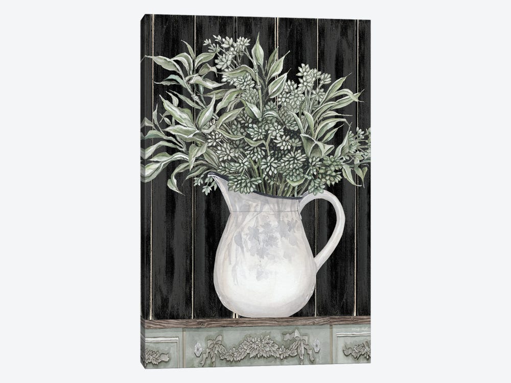 Sage Greenery In A Pitcher by Cindy Jacobs 1-piece Canvas Art