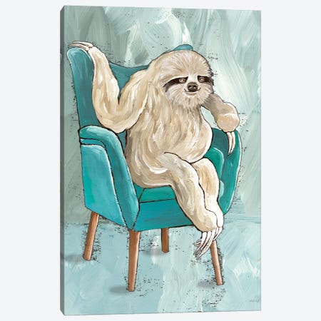 Chill Sloth I Canvas Print #CJA529} by Cindy Jacobs Canvas Artwork