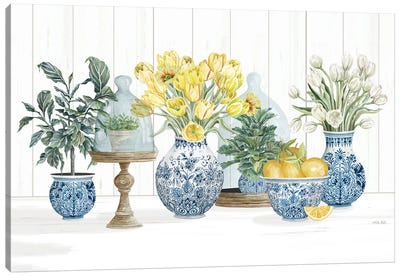 Chinoiserie Lemon Set Canvas Art Print - Best Selling Floral Art
