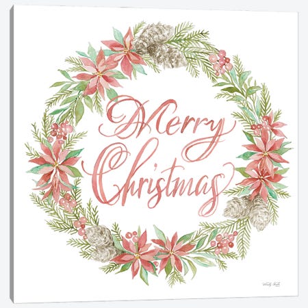 Merry Christmas Poinsettia Wreath Canvas Print #CJA550} by Cindy Jacobs Canvas Print