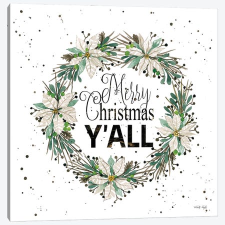 Merry Christmas Y'All Wreath Canvas Print #CJA551} by Cindy Jacobs Canvas Art Print