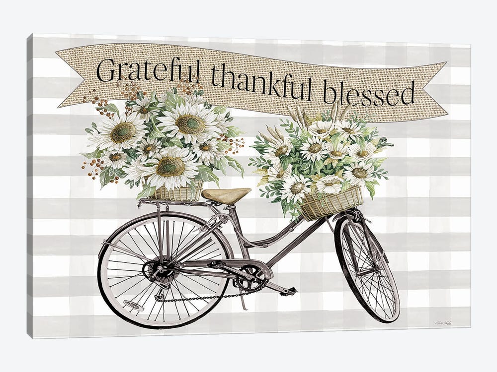 Grateful, Thankful, Blessed Bicycle by Cindy Jacobs 1-piece Canvas Print