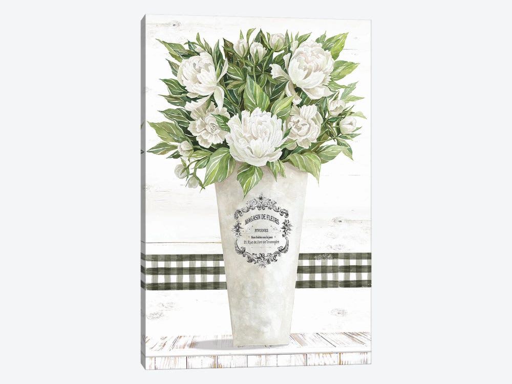 White Peonies by Cindy Jacobs 1-piece Canvas Artwork
