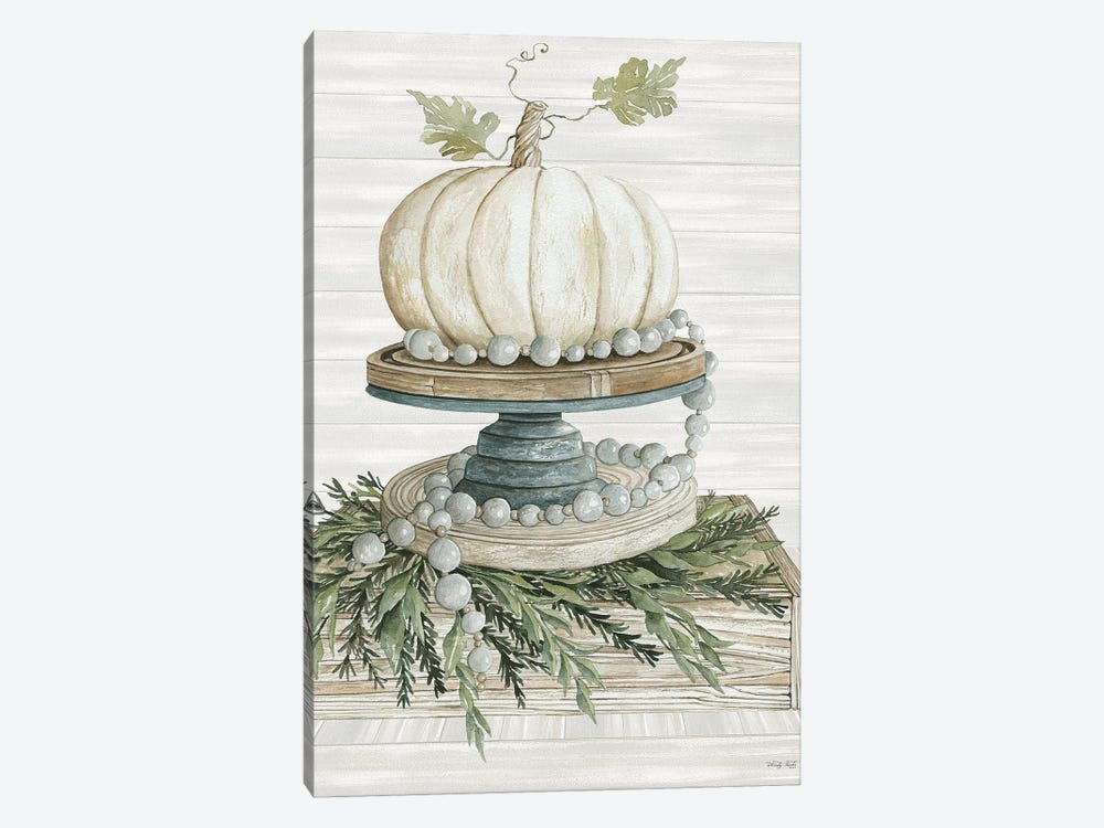 White Pumpkin On Display by Cindy Jacobs 1-piece Canvas Art Print