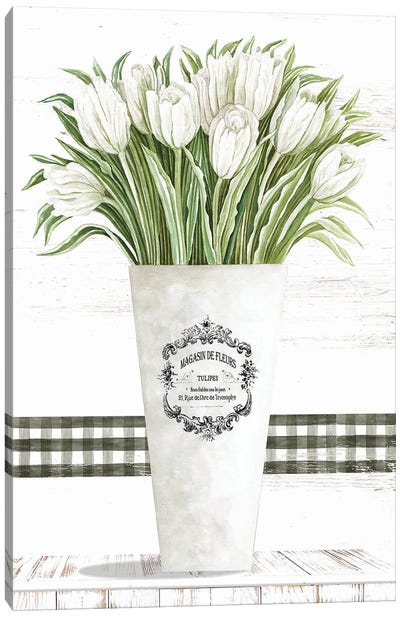 White Tulips Canvas Art Print - Gingham