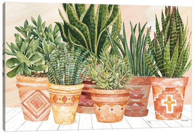 Aztec Potted Plants Canvas Art Print - Cindy Jacobs