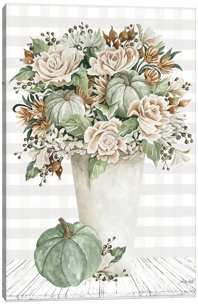 Fall Floral With Pumpkins I Canvas Art Print - Gingham