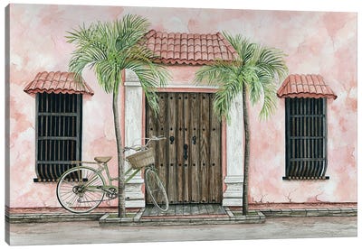 Palms And Bike Canvas Art Print - Bicycle Art