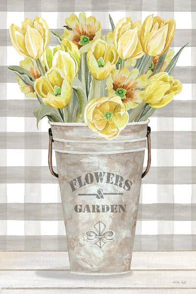 Gingham: Yellow Tulips I by Cindy Jacobs