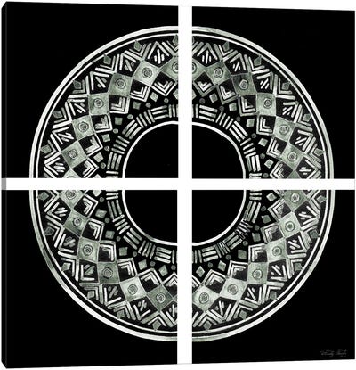 4 Patch Medallion Canvas Art Print - Black & White Patterns