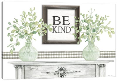 Be Kind Table Canvas Art Print - Gingham