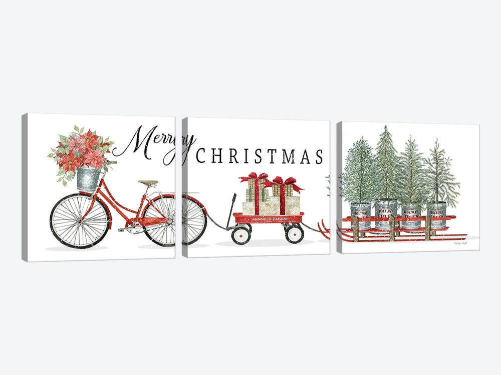 Christmas Delivery Trio by Cindy Jacobs 3-piece Canvas Artwork