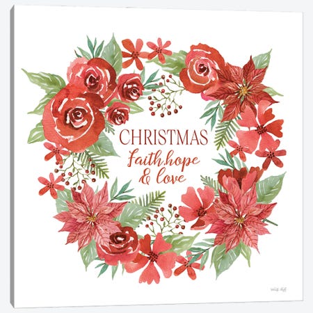 Christmas Faith, Hope & Love Wreath Canvas Print #CJA654} by Cindy Jacobs Art Print