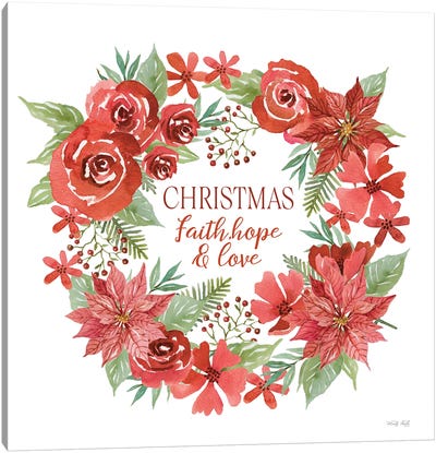 Christmas Faith, Hope & Love Wreath Canvas Art Print - Hope Art