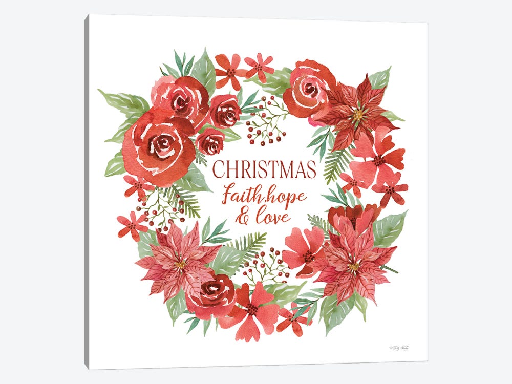 Christmas Faith, Hope & Love Wreath by Cindy Jacobs 1-piece Canvas Print