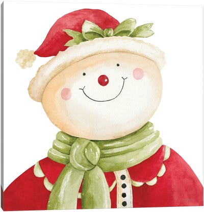 Holiday Snowman Canvas Art Print - Snowman Art