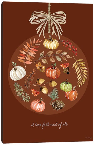 I Love Fall Ornament Canvas Art Print - Thanksgiving Art