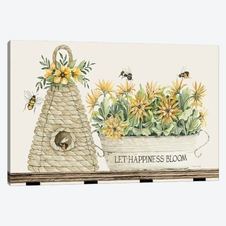 Let Happiness Bloom Bee Hive Canvas Print #CJA675} by Cindy Jacobs Canvas Print