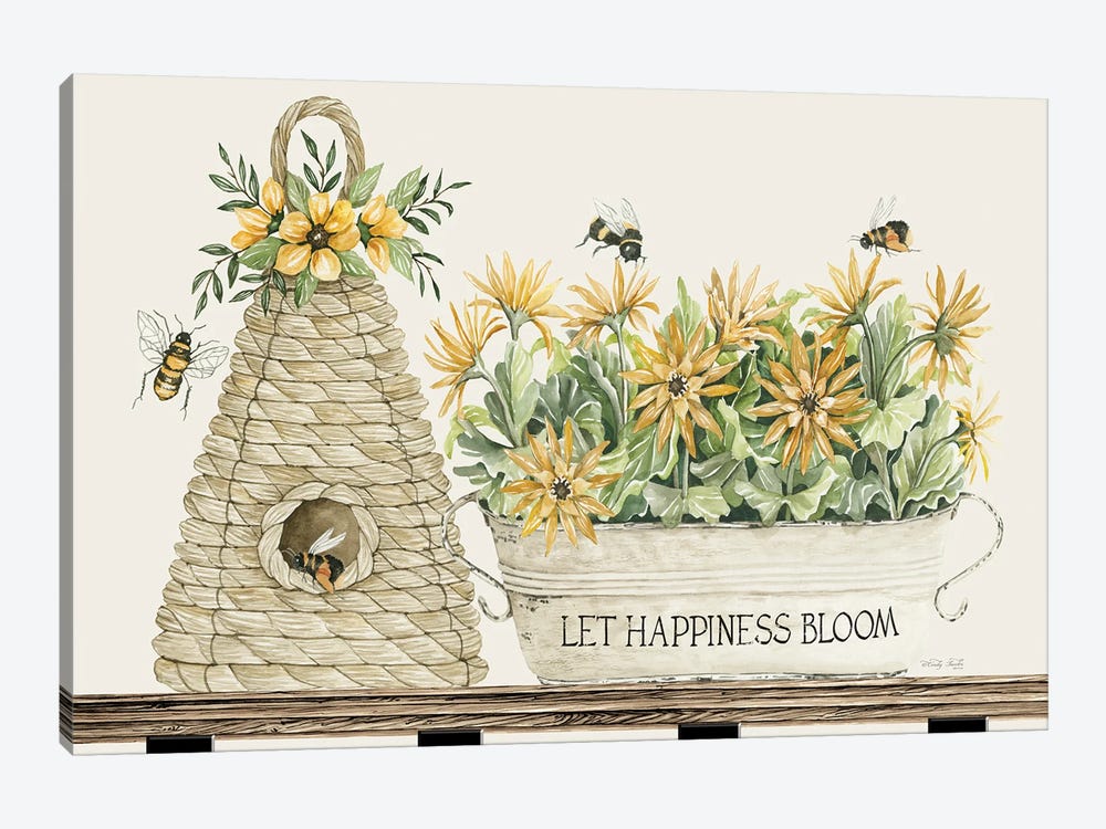 Let Happiness Bloom Bee Hive by Cindy Jacobs 1-piece Canvas Wall Art