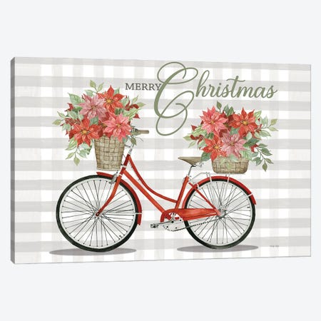 Merry Christmas Bicycle I Canvas Print #CJA678} by Cindy Jacobs Canvas Wall Art