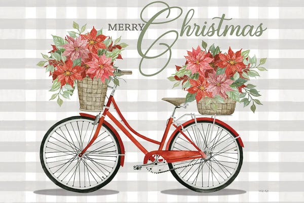 Gingham: Merry Christmas Bicycle I by Cindy Jacobs