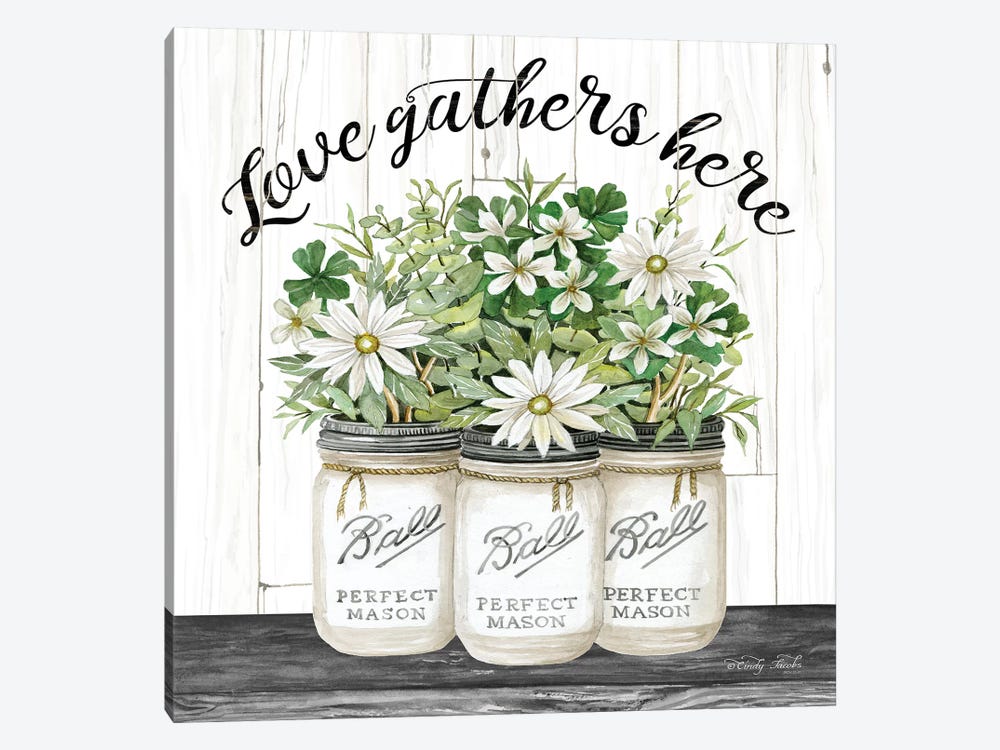 White Jars - Love Gathers Here by Cindy Jacobs 1-piece Canvas Artwork