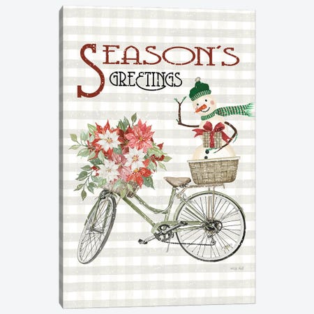 Season's Greetings Bicycle Canvas Print #CJA686} by Cindy Jacobs Canvas Art