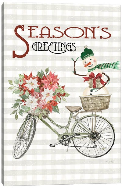 Season's Greetings Bicycle Canvas Art Print - Gingham