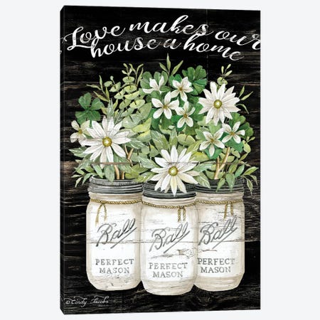 White Jars - Love Makes Our House a Home Canvas Print #CJA68} by Cindy Jacobs Canvas Art