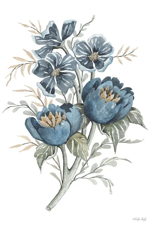 Blue Botanical Peonies