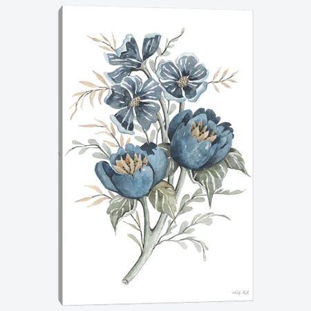 Blue Botanical Peonies Canvas Print #CJA693} by Cindy Jacobs Canvas Art
