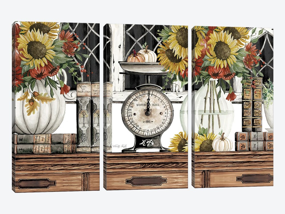 Fall Sunflowers by Cindy Jacobs 3-piece Canvas Print