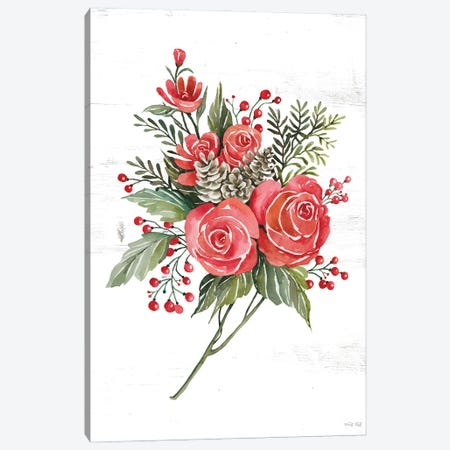 Rose Christmas Botanical Canvas Print #CJA697} by Cindy Jacobs Art Print