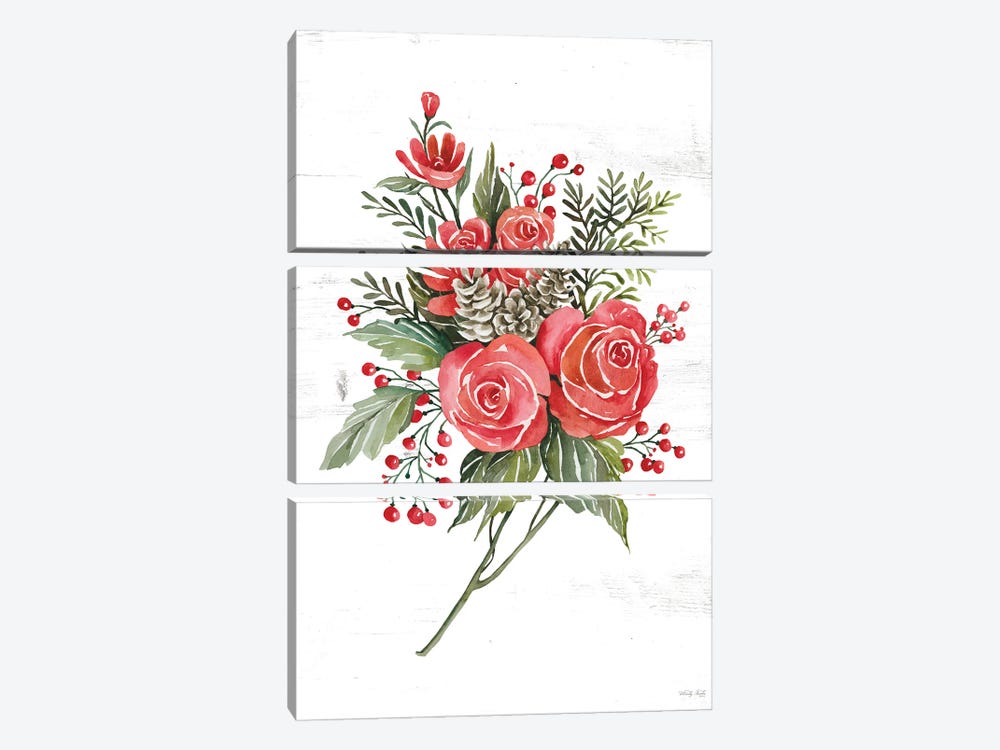 Rose Christmas Botanical by Cindy Jacobs 3-piece Canvas Art