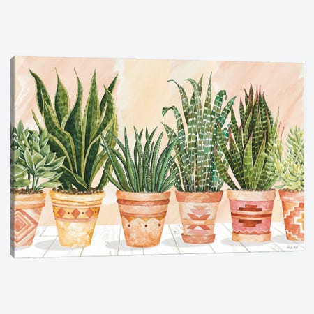Aztec Potted Plants In A Row Canvas Print #CJA701} by Cindy Jacobs Canvas Artwork