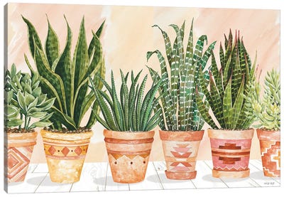 Aztec Potted Plants In A Row Canvas Art Print - Cindy Jacobs