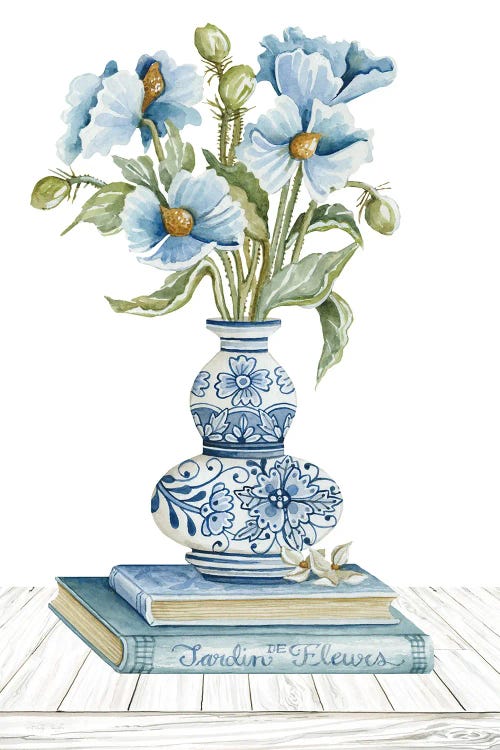 Delft Blue Floral II by Cindy Jacobs wall art