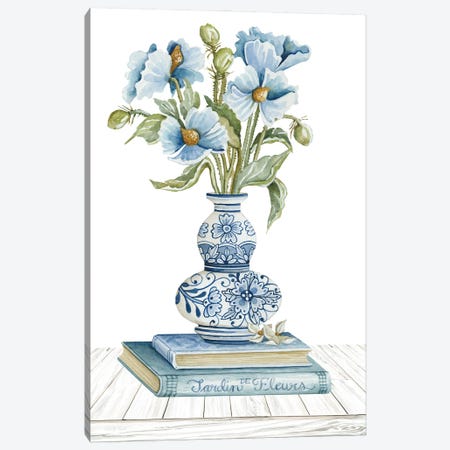 Delft Blue Floral II Canvas Print #CJA713} by Cindy Jacobs Art Print