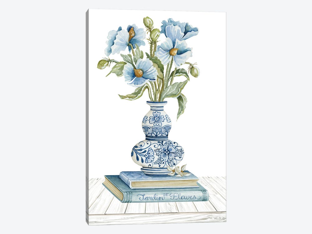 Delft Blue Floral II by Cindy Jacobs 1-piece Canvas Art Print