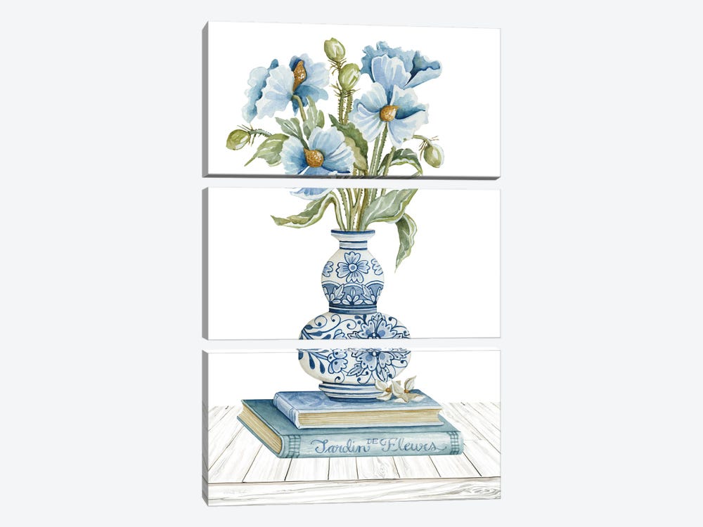 Delft Blue Floral II by Cindy Jacobs 3-piece Art Print