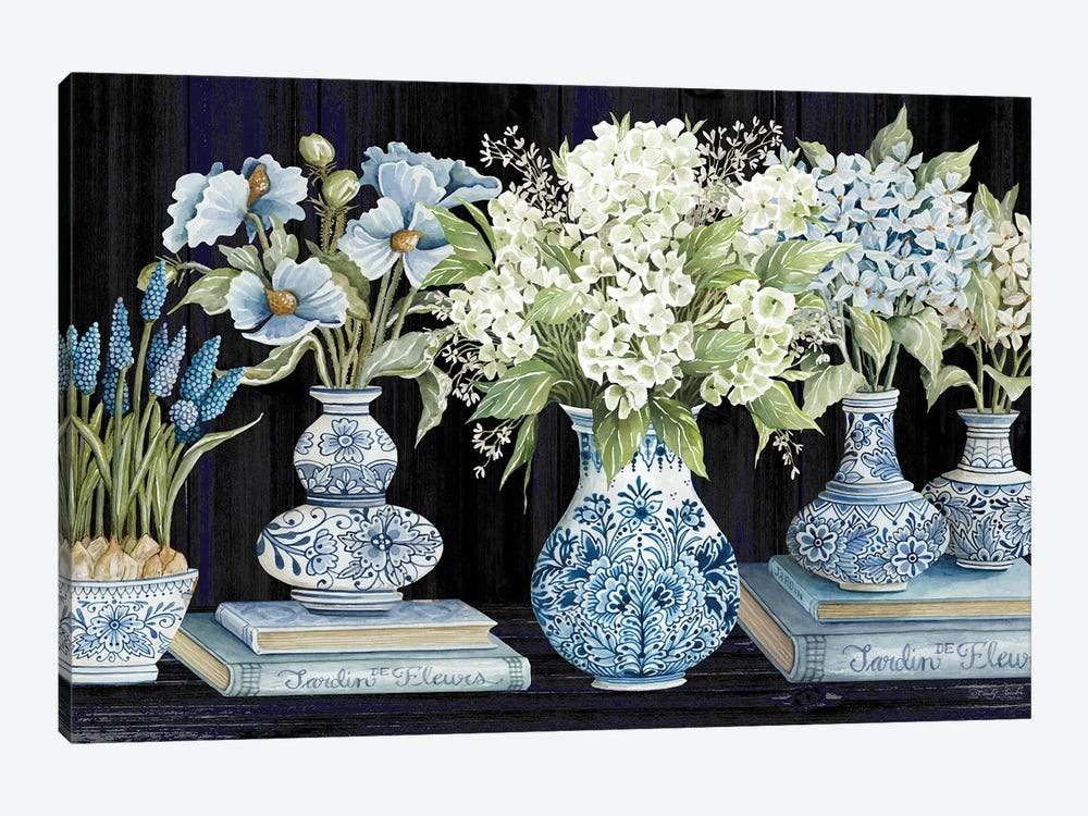 Delft Blue Floral IV by Cindy Jacobs 1-piece Canvas Wall Art