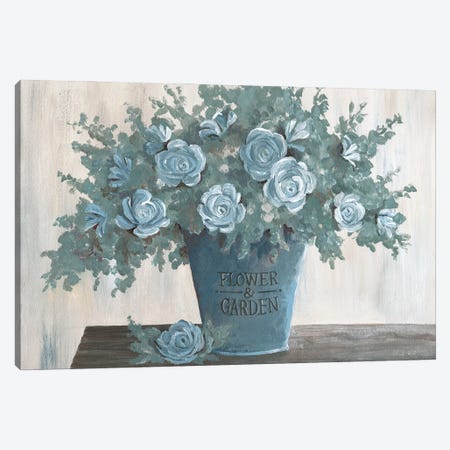 Steel Blue Floral II Canvas Print #CJA736} by Cindy Jacobs Canvas Wall Art