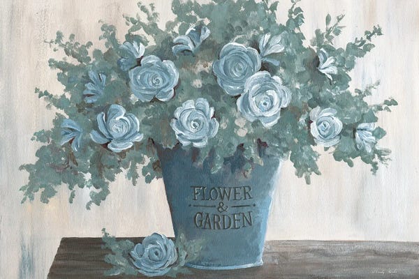 Modern Farmhouse Living Room: Steel Blue Floral II by Cindy Jacobs