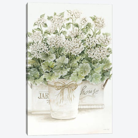 White Geraniums I Canvas Print #CJA739} by Cindy Jacobs Art Print