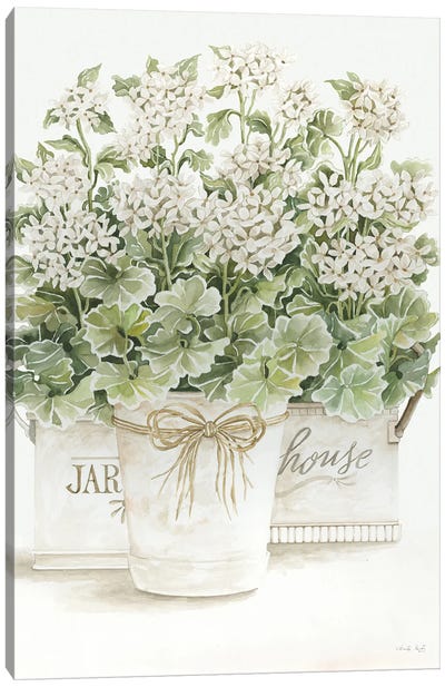 White Geraniums I Canvas Art Print - Bouquet Art